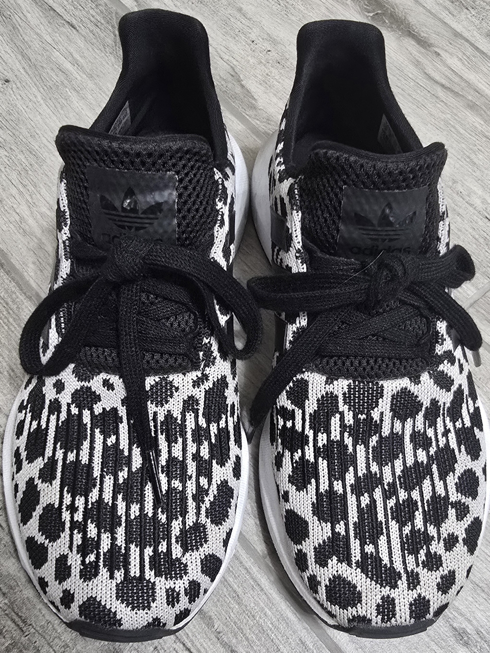 adidas Women’s Black & White Patterned Knit Sneakers